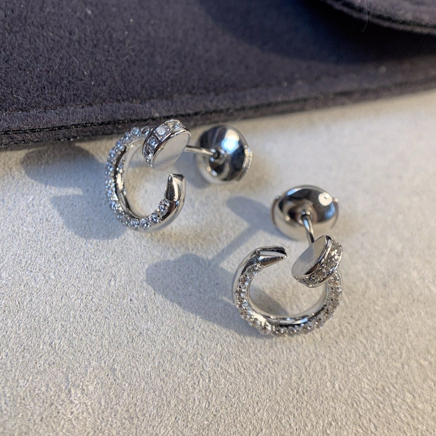[Clover Jewelery]JUSTE EARRINGS SILVER DIAMONDS