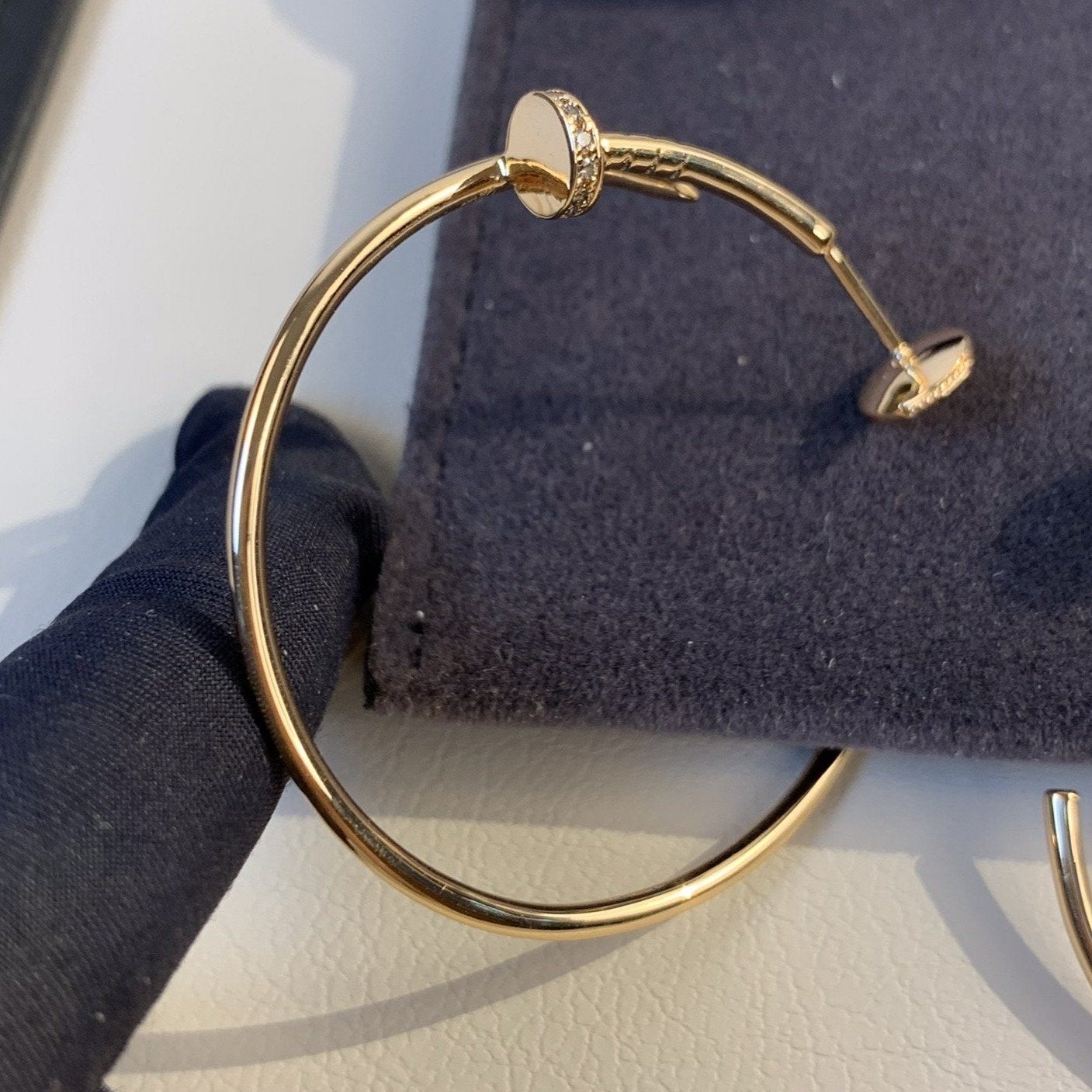 [Clover Jewelery]JUSTE EARRINGS GOLD DIAMONDS 1.8MM