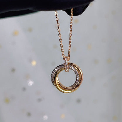 [Clover Jewelery]TRINITY NECKLACE SILVER GOLD PINK GOLD DIAMONDS
