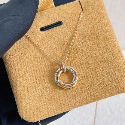 [Clover Jewelery]TRINITY NECKLACE SILVER GOLD PINK GOLD DIAMONDS