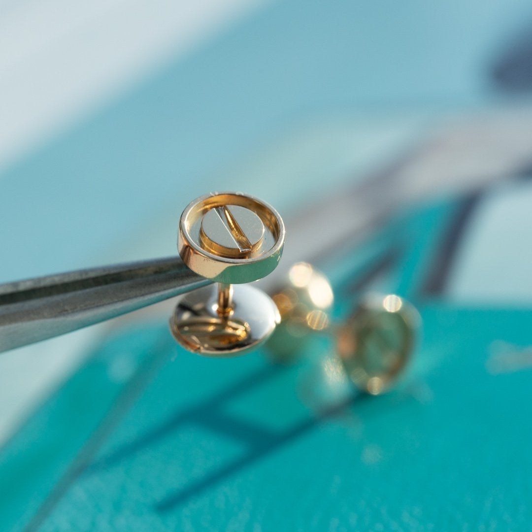 [Clover Jewelery]LOVE EARRINGS PINK GOLD 10MM