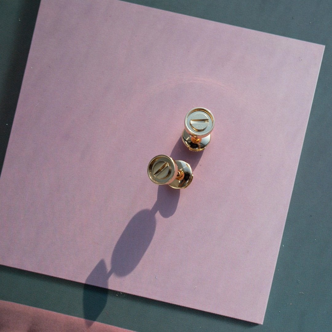 [Clover Jewelery]LOVE EARRINGS PINK GOLD 10MM