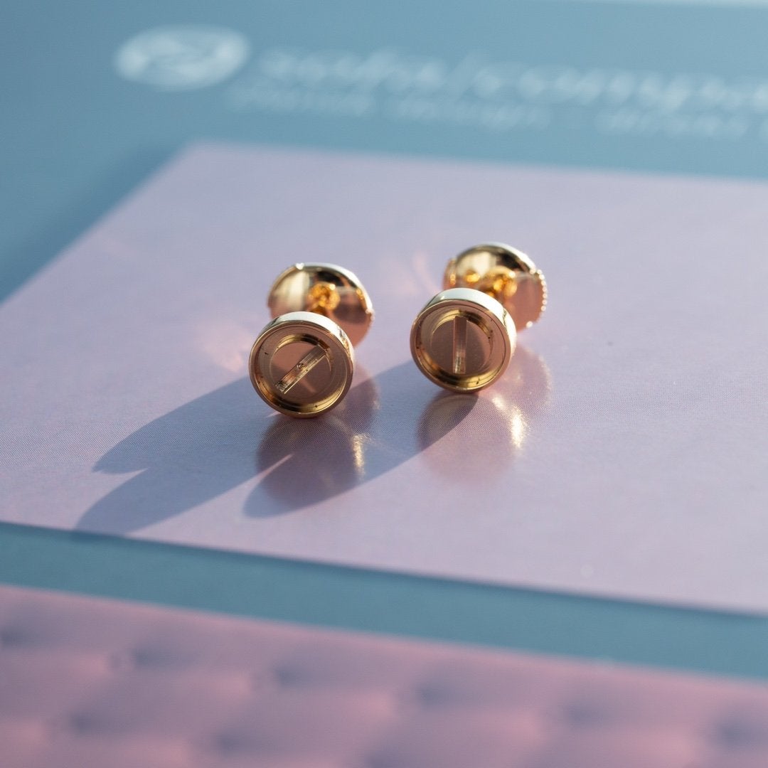 [Clover Jewelery]LOVE EARRINGS PINK GOLD 10MM