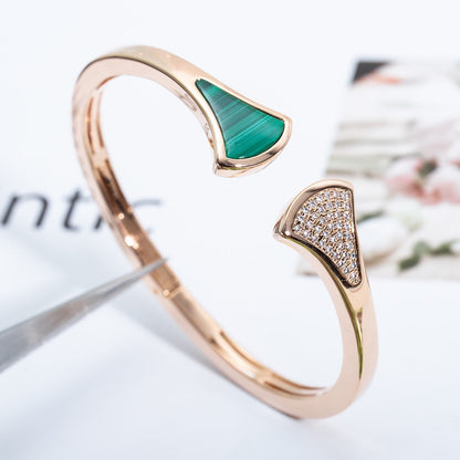 [Clover Jewelery]DREAM BRACELET OPEN MALACHITE PINK GOLD