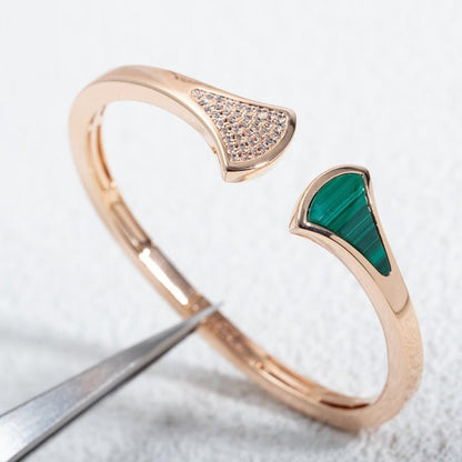 [Clover Jewelery]DREAM BRACELET OPEN MALACHITE PINK GOLD