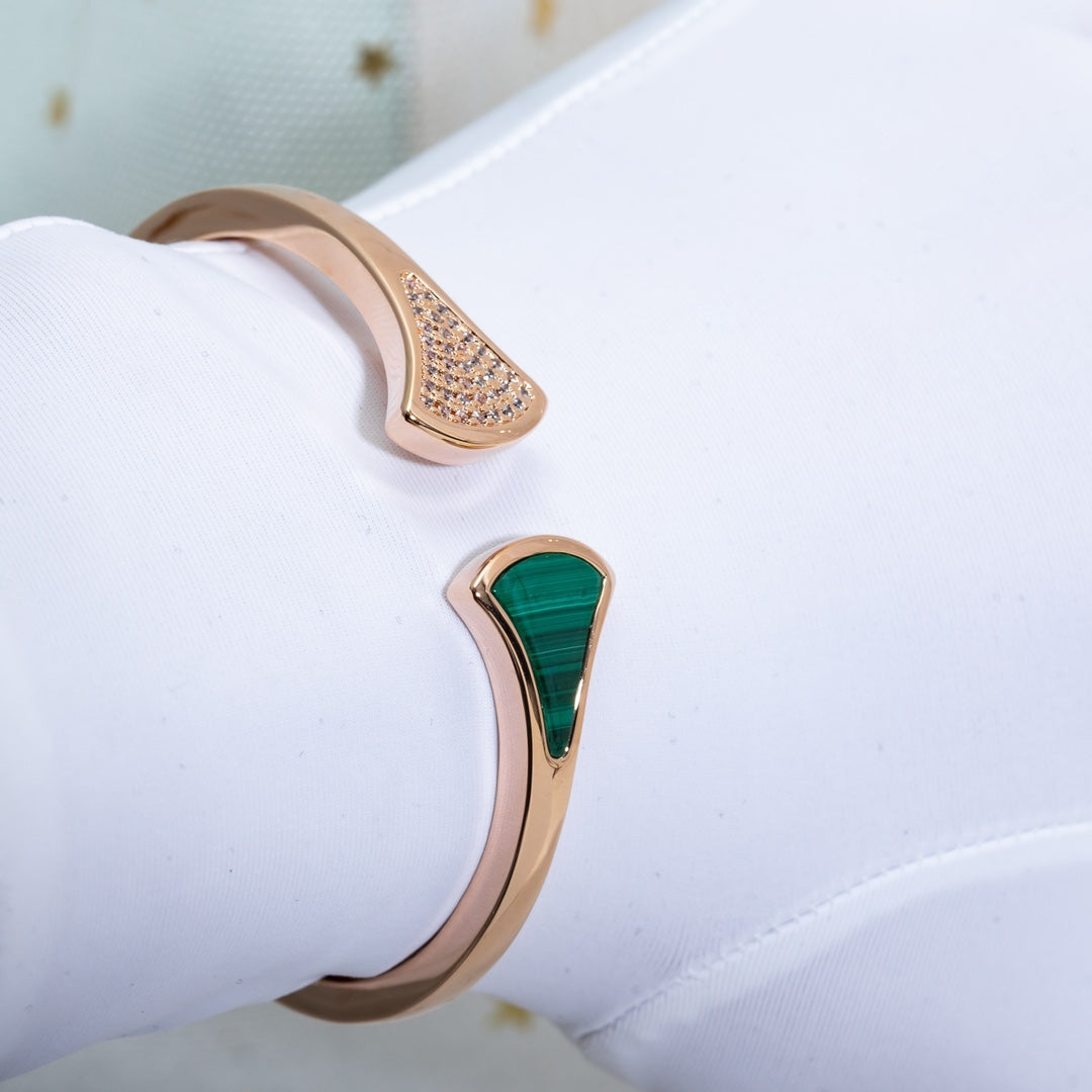 [Clover Jewelery]DREAM BRACELET OPEN MALACHITE PINK GOLD