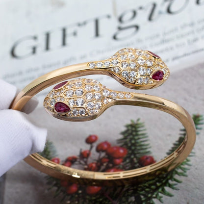 [Clover Jewelery]SERPENTI BRACELET PINK GOLD DIAMOND DOUBLE SNAKE