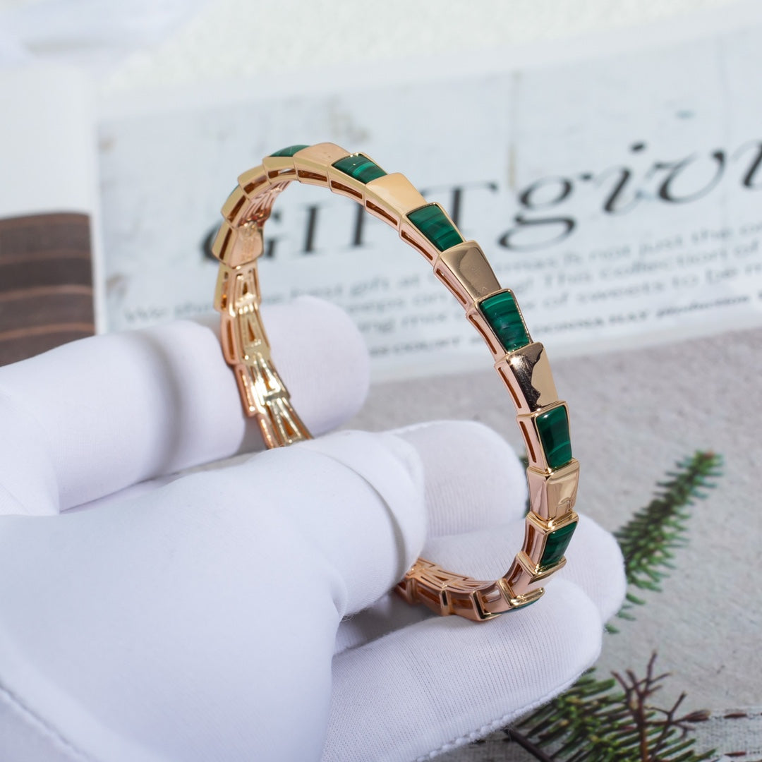 [Clover Jewelery]SERPENTI BRACELET PINK GOLD MALACHITE
