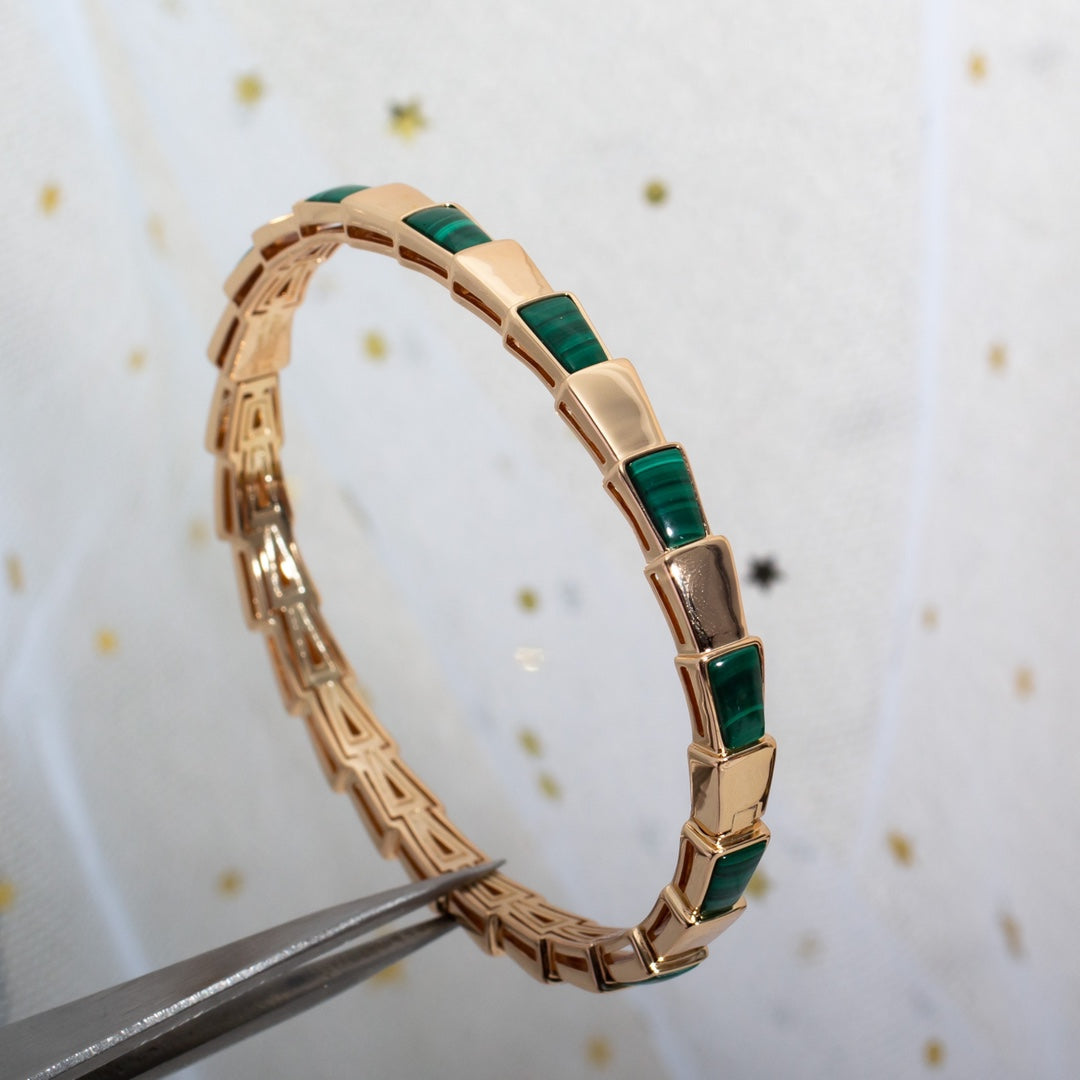 [Clover Jewelery]SERPENTI BRACELET PINK GOLD MALACHITE