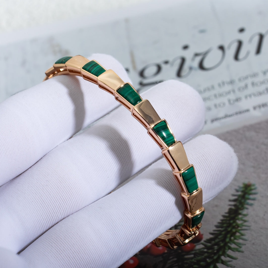 [Clover Jewelery]SERPENTI BRACELET PINK GOLD MALACHITE