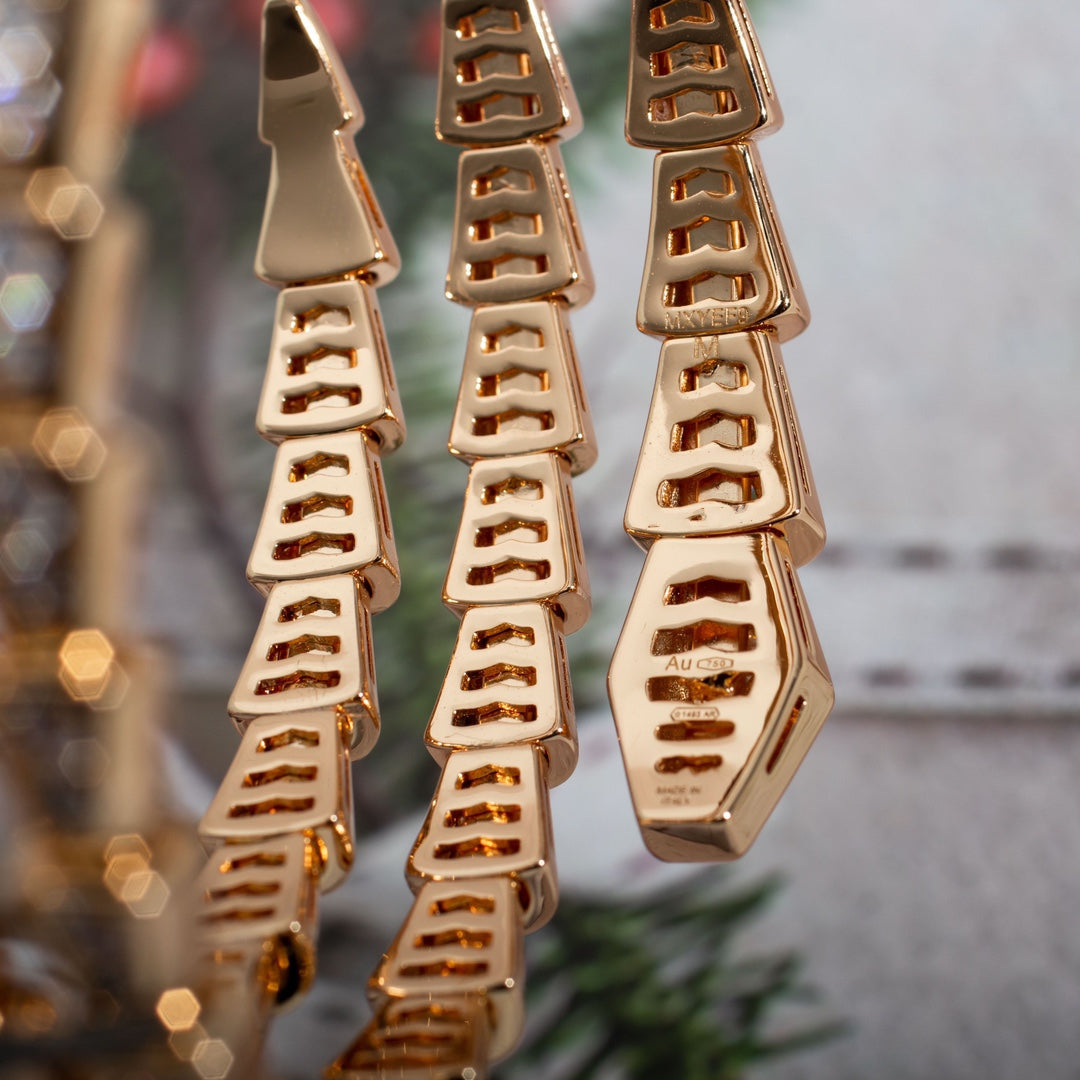 [Clover Jewelery]SERPENTI BRACELET PINK GOLD DIAMOND DOUBLE ROW