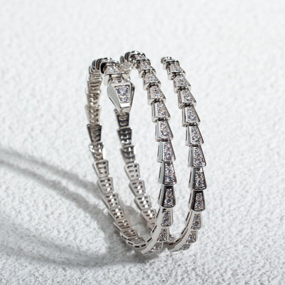 [Clover Jewelery]SERPENTI BRACELET SILVER DIAMOND DOUBLE ROW