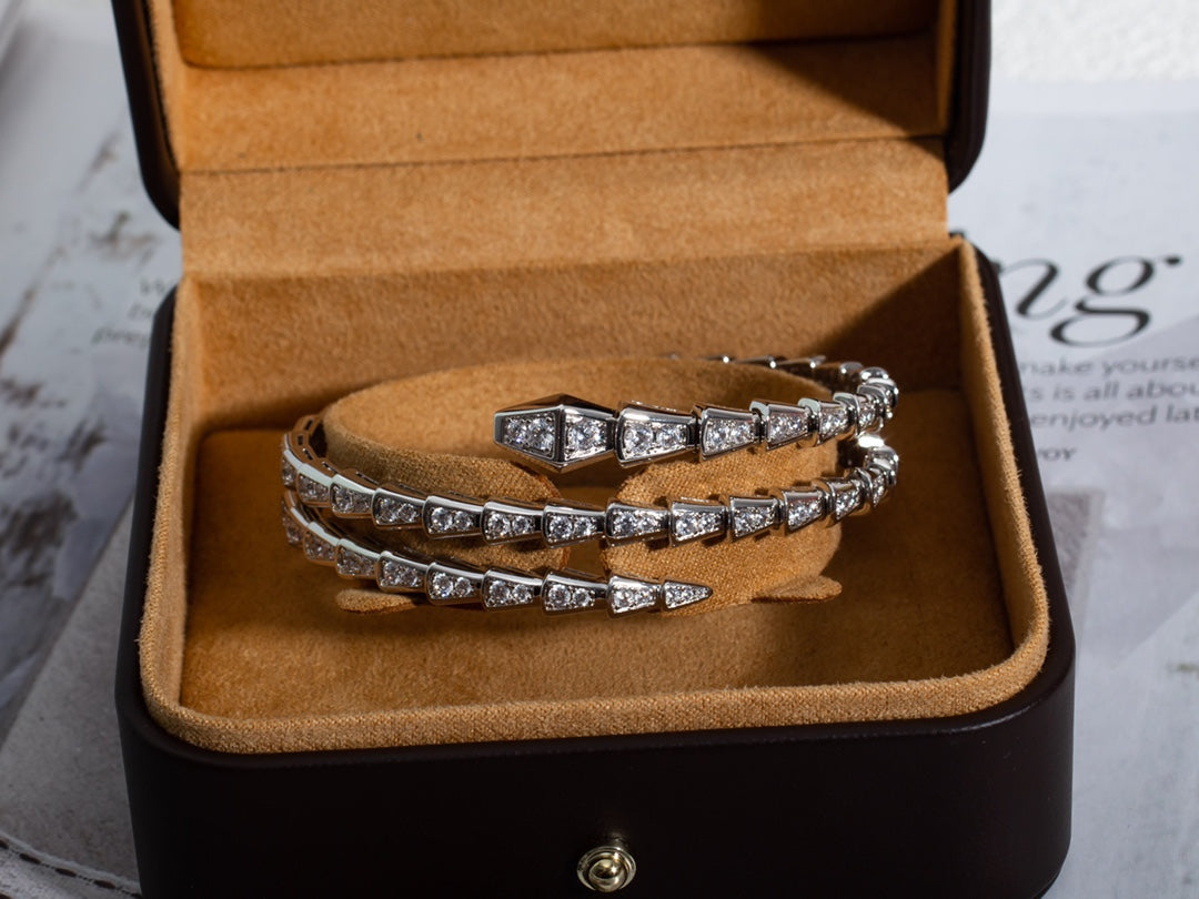 [Clover Jewelery]SERPENTI BRACELET SILVER DIAMOND DOUBLE ROW