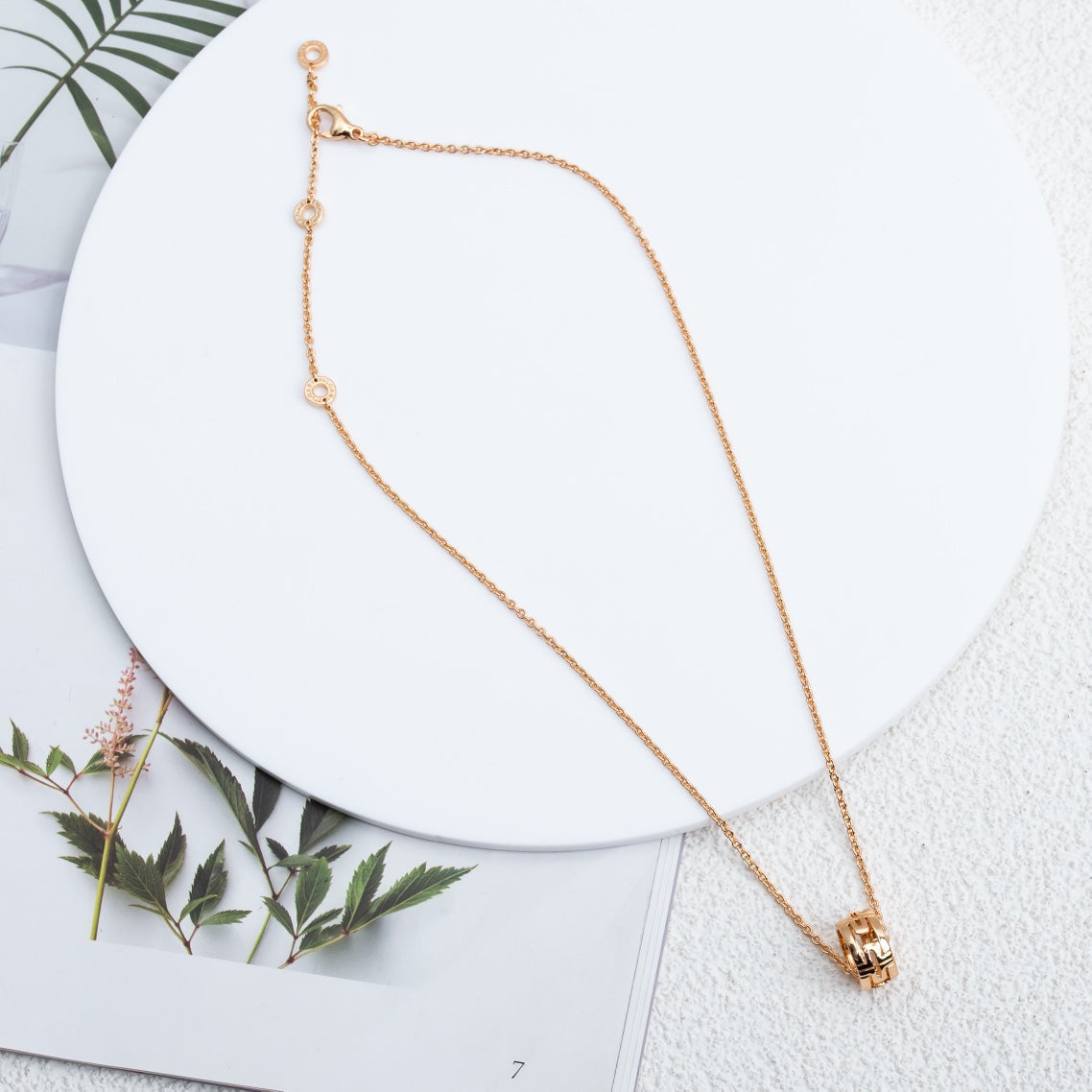 [Clover Jewelery]PARENTESI NECKLACE PINK GOLD