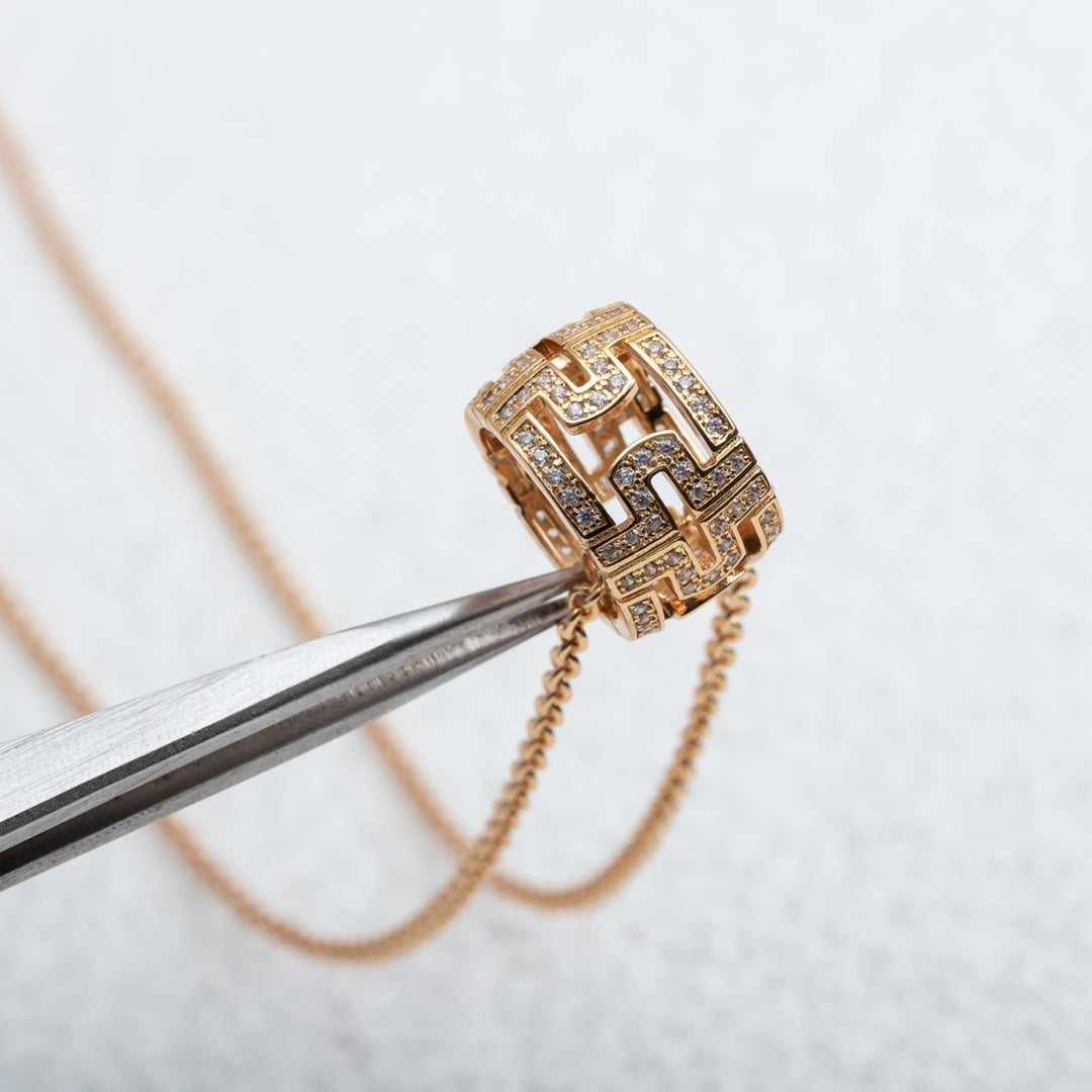 [Clover Jewelery]PARENTESI NECKLACE PINK GOLD DIAMOND