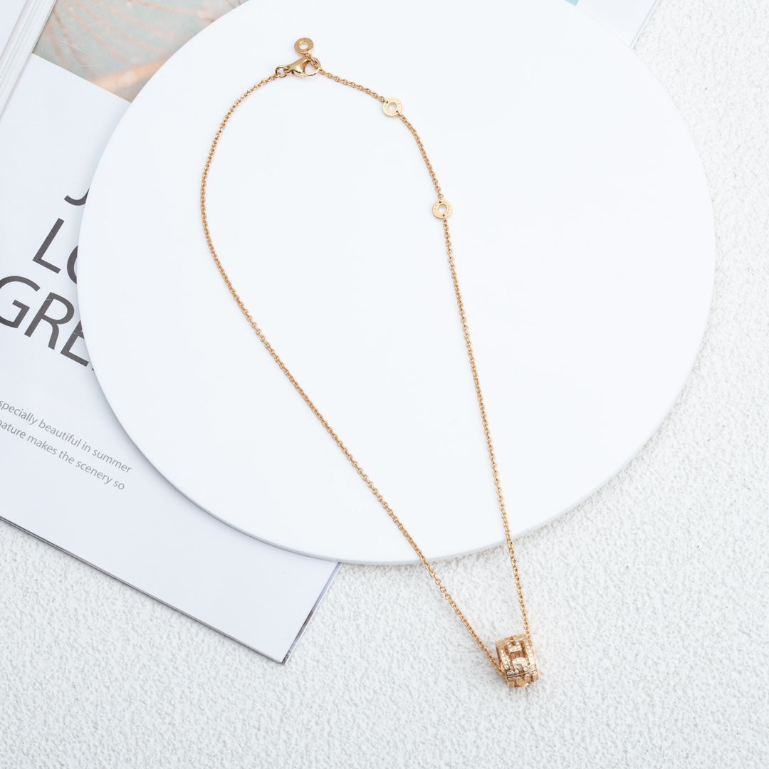 [Clover Jewelery]PARENTESI NECKLACE PINK GOLD DIAMOND