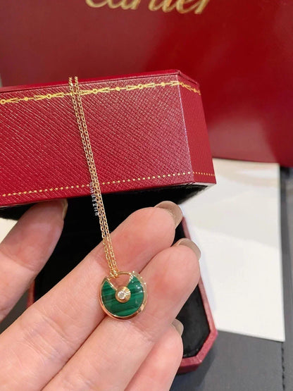 [Clover Jewelery]AMULETTE ROSE GOLD MALACHITE NECKLACE