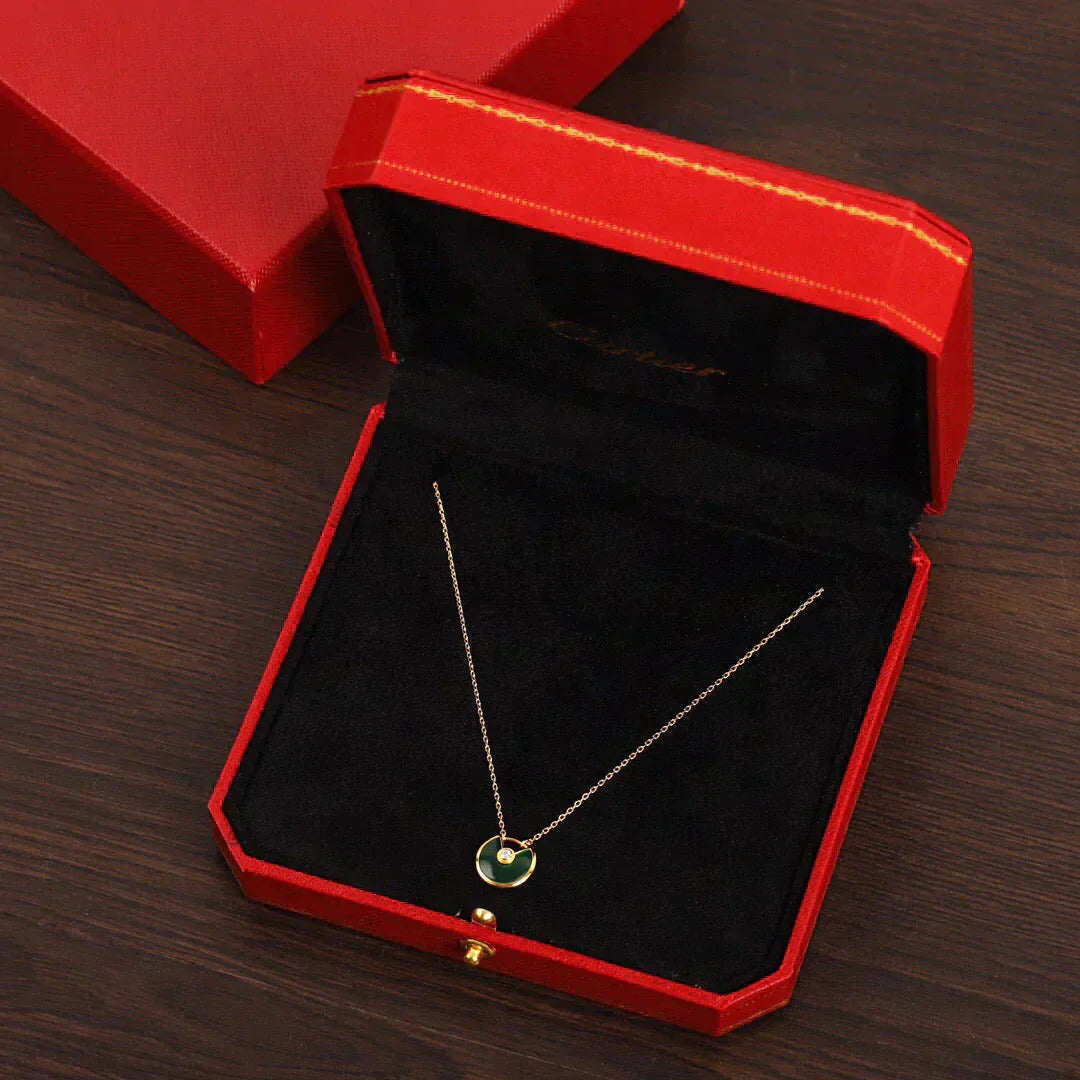 [Clover Jewelery]AMULETTE GOLD MALACHITE NECKLACE