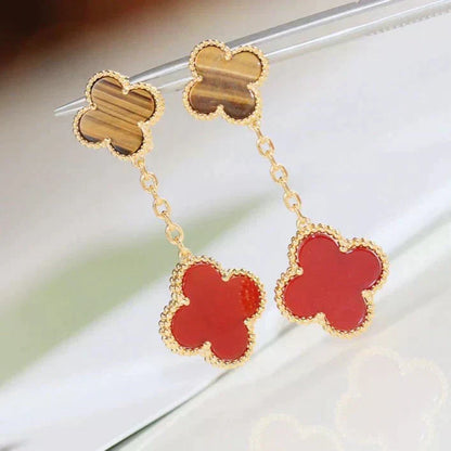 [Clover Jewelery]CLOVER  2 MOTIF  TIGER EYE CARNELIAN EARRINGS
