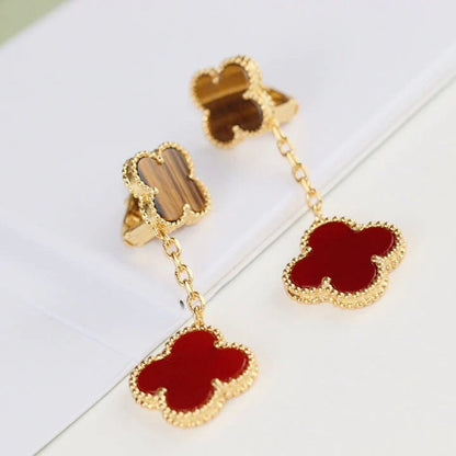 [Clover Jewelery]CLOVER  2 MOTIF  TIGER EYE CARNELIAN EARRINGS
