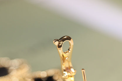 [Clover Jewelery]CLOVER EARRINGS GOLD ONYX MOP 3 MOTIF
