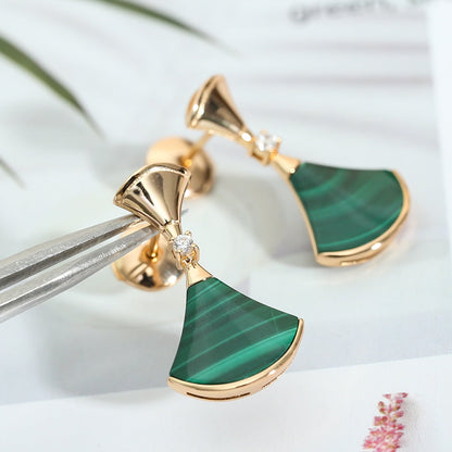 [Clover Jewelery]DREAM MALACHITE PINK GOLD EARRINGS