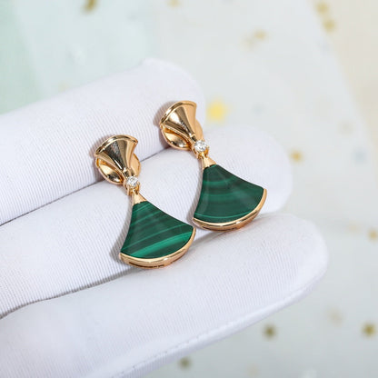 [Clover Jewelery]DREAM MALACHITE PINK GOLD EARRINGS