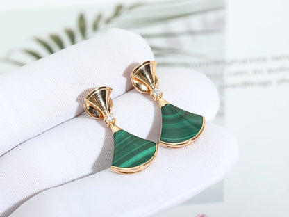 [Clover Jewelery]DREAM MALACHITE PINK GOLD EARRINGS