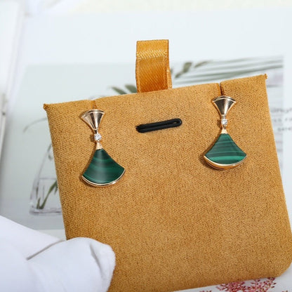 [Clover Jewelery]DREAM MALACHITE PINK GOLD EARRINGS