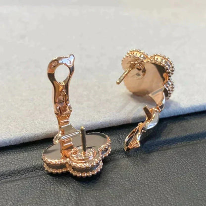 [Clover Jewelery]CLOVER MEDIUM 1 MOTIFS GRAY MOP  DIAMOND EARRINGS