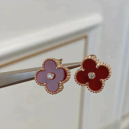 [Clover Jewelery]CLOVER MEDIUM 1 MOTIFS CARNELIAN  DIAMOND earrings