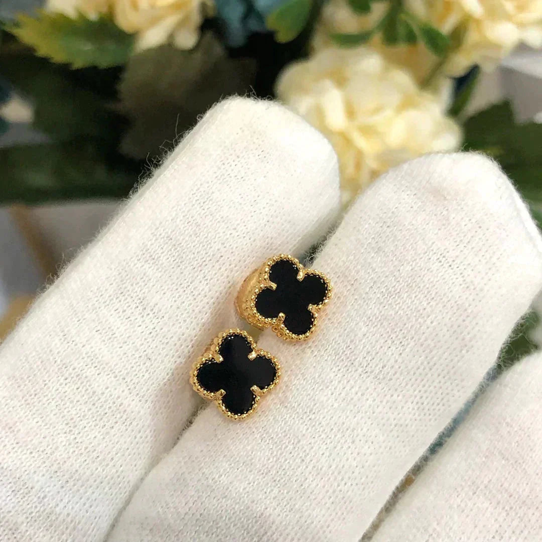 [Clover Jewelery]CLOVER MINI 9.5MM BLACK MOP EARRINGS