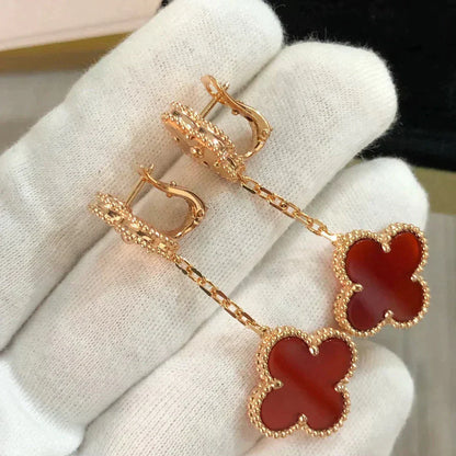 [Clover Jewelery]CLOVER 2 MOTIF  LASER CARNELIAN EARRINGS
