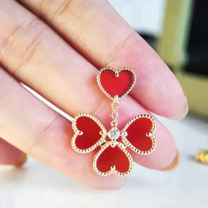[Clover Jewelery]SWEET CLOVER CARNELIAN EARRINGS