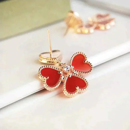 [Clover Jewelery]SWEET CLOVER CARNELIAN EARRINGS