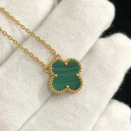 [Clover Jewelery]CLOVER 15MM MALACHITE SINGLE FLOWER  NECKLACE