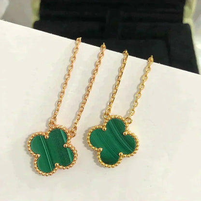 [Clover Jewelery]CLOVER 15MM MALACHITE SINGLE FLOWER  NECKLACE