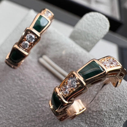 [Clover Jewelery]SERPENTI MALACHITE PINK GOLD EARRINGS