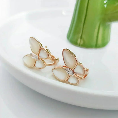 [Clover Jewelery]BUTTERFLY MOP DIAMOND EARRINGS