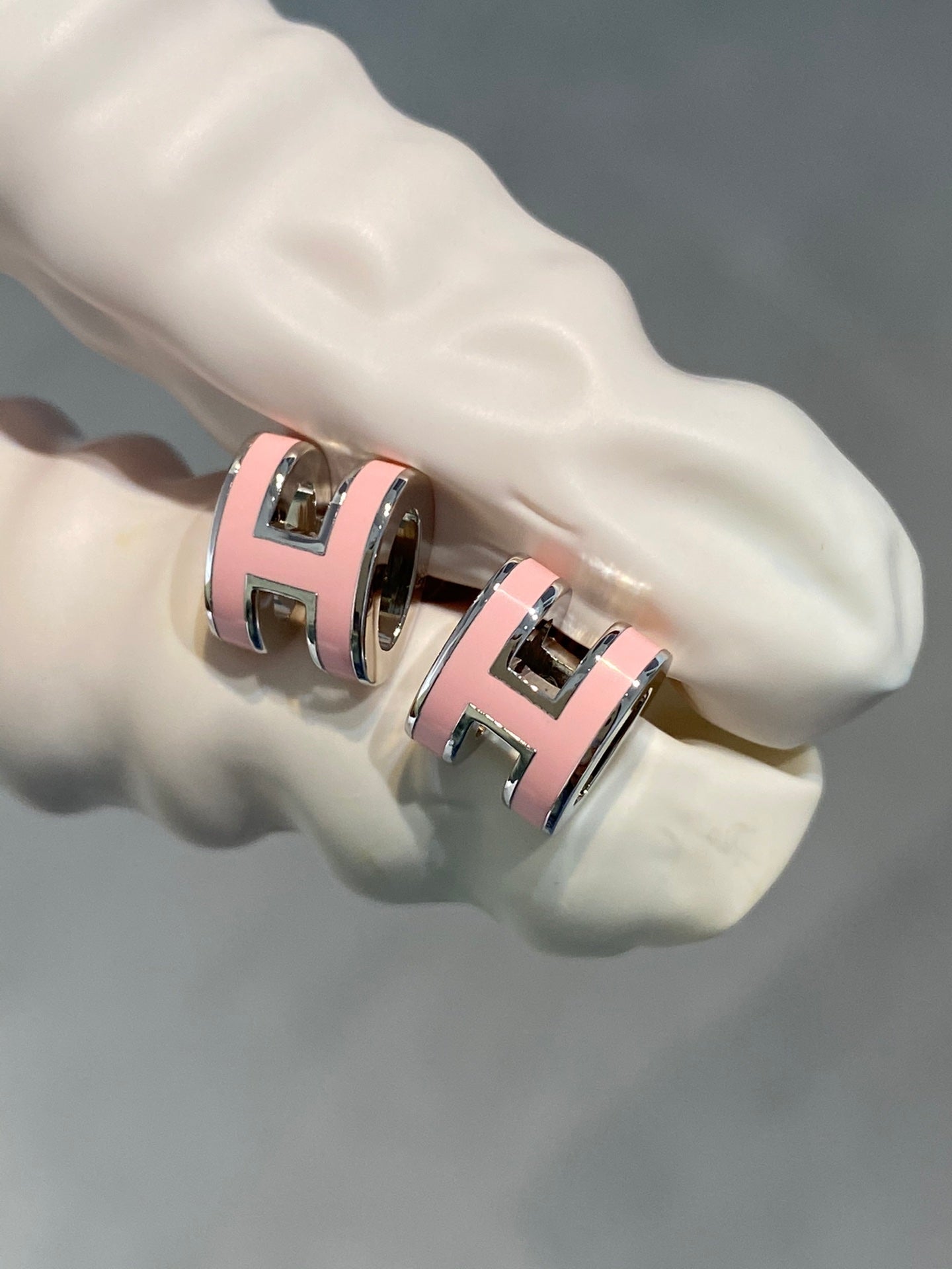 [Clover Jewelery]MINI POP H SILVER EARRINGS PINK