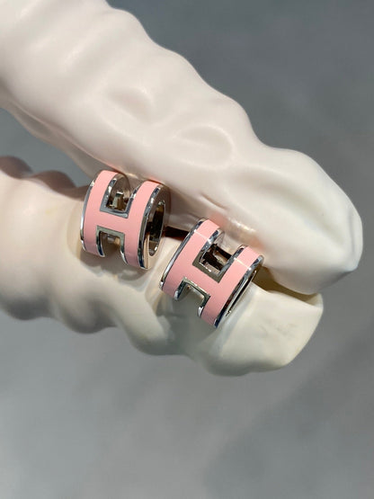 [Clover Jewelery]MINI POP H SILVER EARRINGS PINK