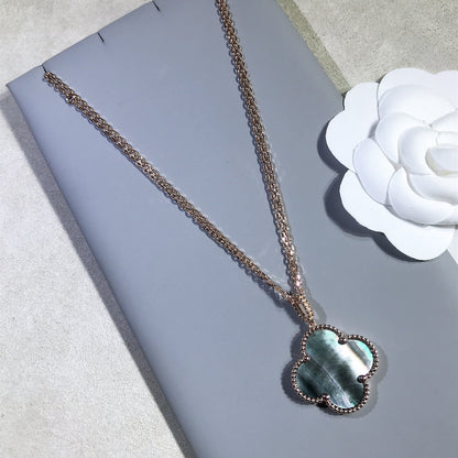 [Clover Jewelery]CLOVER 25MM GOLD DARK MOP BIG CLOVER NECKLACE