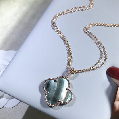[Clover Jewelery]CLOVER 25MM GOLD DARK MOP BIG CLOVER NECKLACE