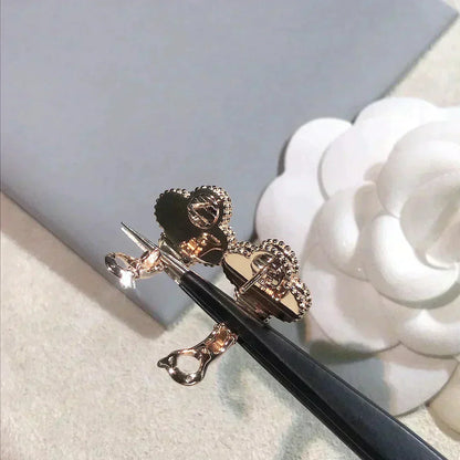 [Clover Jewelery]CLOVER MEDIUM 1 MOTIFS  PINK MOP DIAMOND EARRINGS