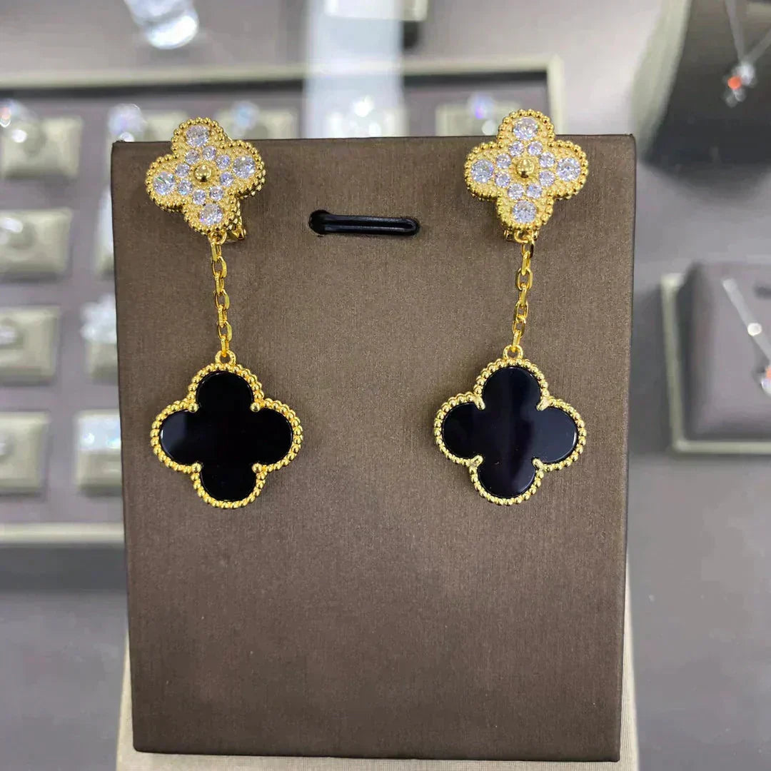 [Clover Jewelery]CLOVER  2 MOTIFS  DIAMOND  EARRINGS (MULTIPLE CHOICESç´
