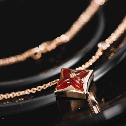 [Clover Jewelery]STAR NECKLACE PINK GOLD 1 DIAMOND