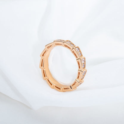 [Clover Jewelery]SERPENTI RING PINK GOLD DIAMOND PAVED 3MM