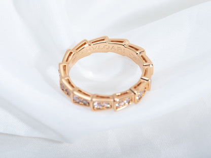 [Clover Jewelery]SERPENTI RING PINK GOLD DIAMOND PAVED 3MM