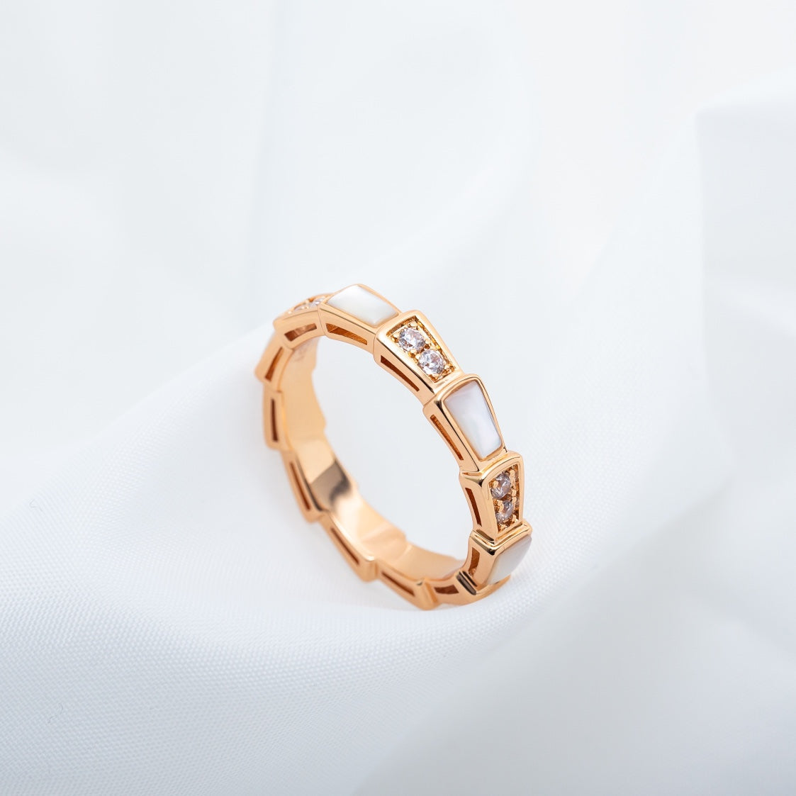 [Clover Jewelery]SERPENTI RING PINK GOLD DIAMOND MOP 3MM
