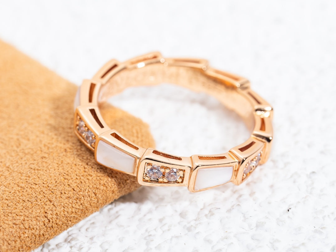 [Clover Jewelery]SERPENTI RING PINK GOLD DIAMOND MOP 3MM